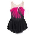 thumbnail image 3 of Jowowha Robe de Danse Patinage pour Filles Enfants Sans Manches en Strass Brillant Robe Justaucorps en Maille Transparente Rose Vif 8, 3 of 5