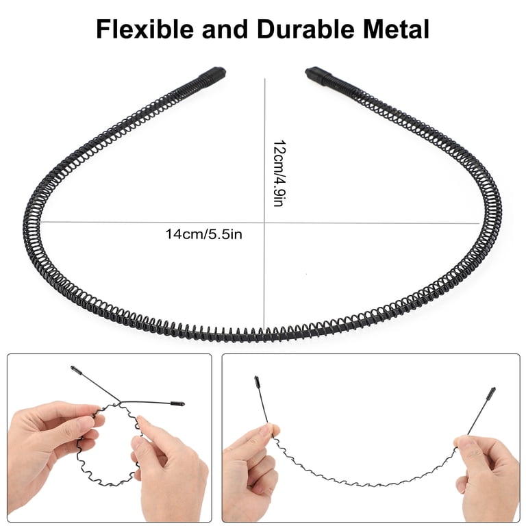 TSV 6Pcs Metal Hair Bands, Wavy Spring Headbands for Men  display picture 1