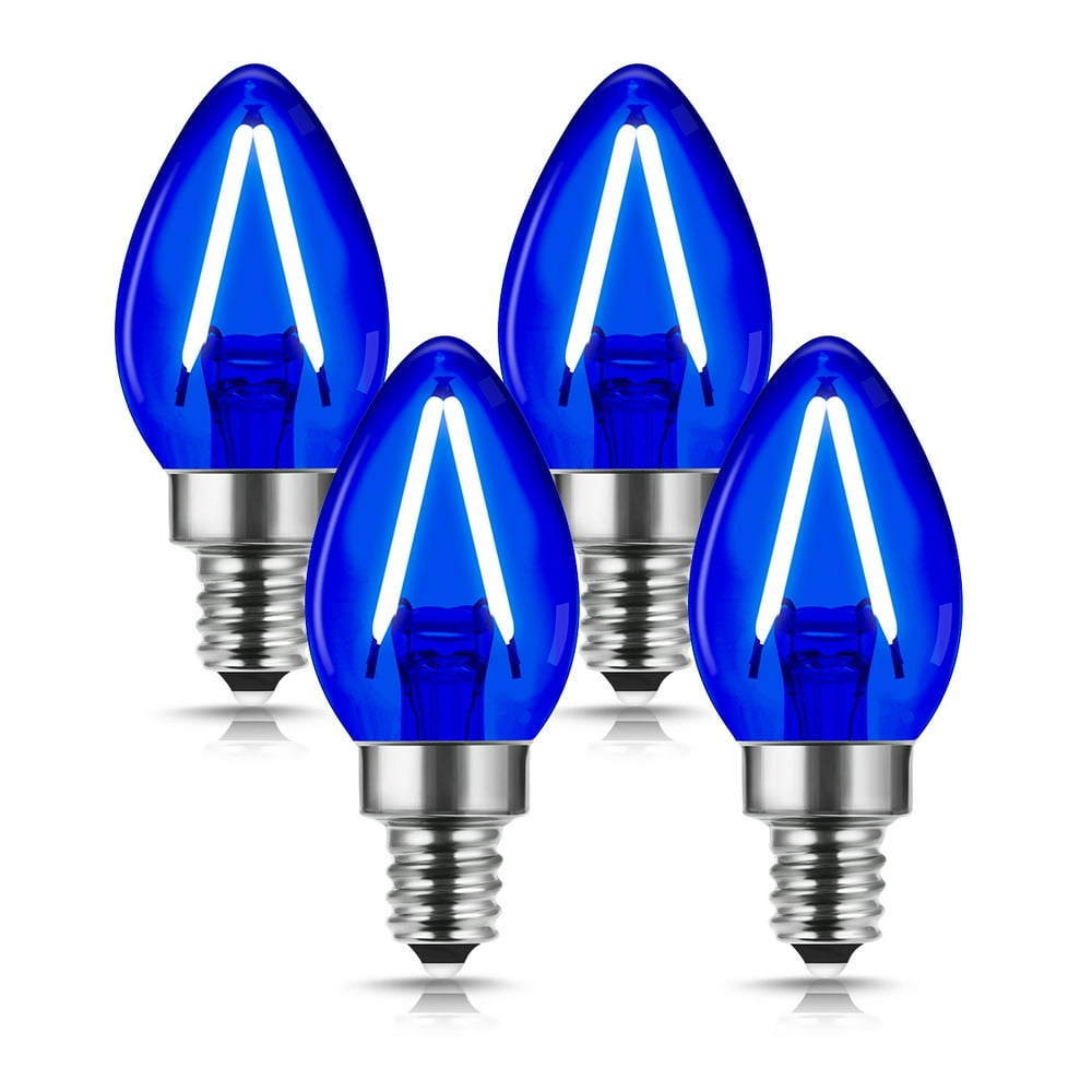 C7 LED Light Bulb, Blue Mini Candelabra LED Bulb, 2W (20W Equivalent