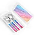 thumbnail image 4 of Easygdp Rainbow Glitter Cute 3-Piece Flatware Set Kids Silverware, Stainless Steel Toddler Kids Utensils Safe for Preschooler Children, 4 of 8