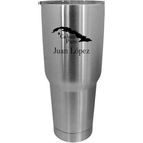 Juan Lopez Cuban Cigar Themed Etched 30oz Stainless Steel Tumbler