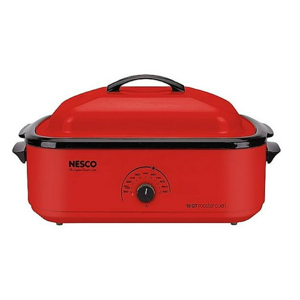 Nesco 481812 18Quart Roaster Oven With Porcelain Cookwell Red