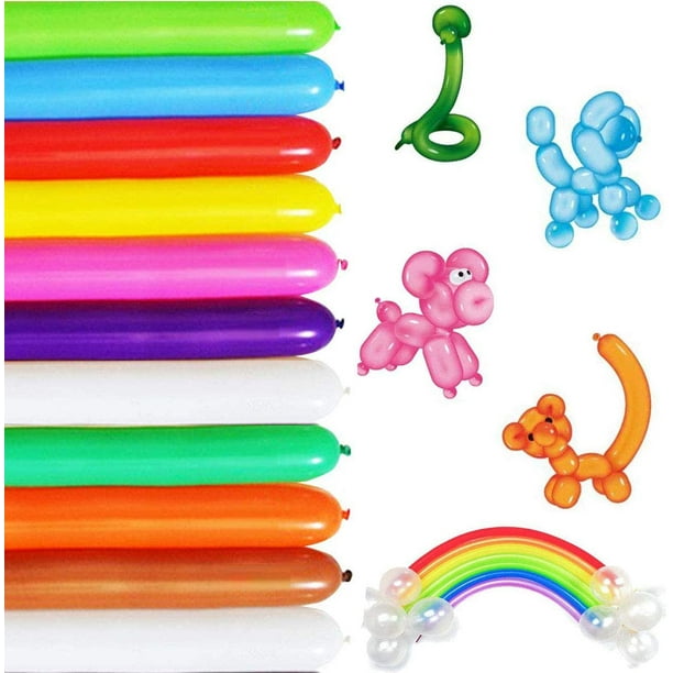 Ekiwen Long Balloons For Balloon Animals Twisting Balloons 100pcs Balloon Animal Kit 260q Balloons Magic Balloons For Birthday Party Decorations