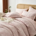 thumbnail image 6 of Flymme Boho Comforter Sets Queen Size 7 Pieces Pink Bed in a Bag Embroidery Shabby Chic Bedding Tufted Comforter Set with Sheets for All Season, 6 of 8