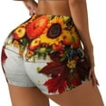thumbnail image 2 of Naloa Thanksgiving With Autumn Biker Shorts for Women Seamless Scrunch Short Women’s Yoga Shorts for Gym Running Sport Shorts - Large, 2 of 9