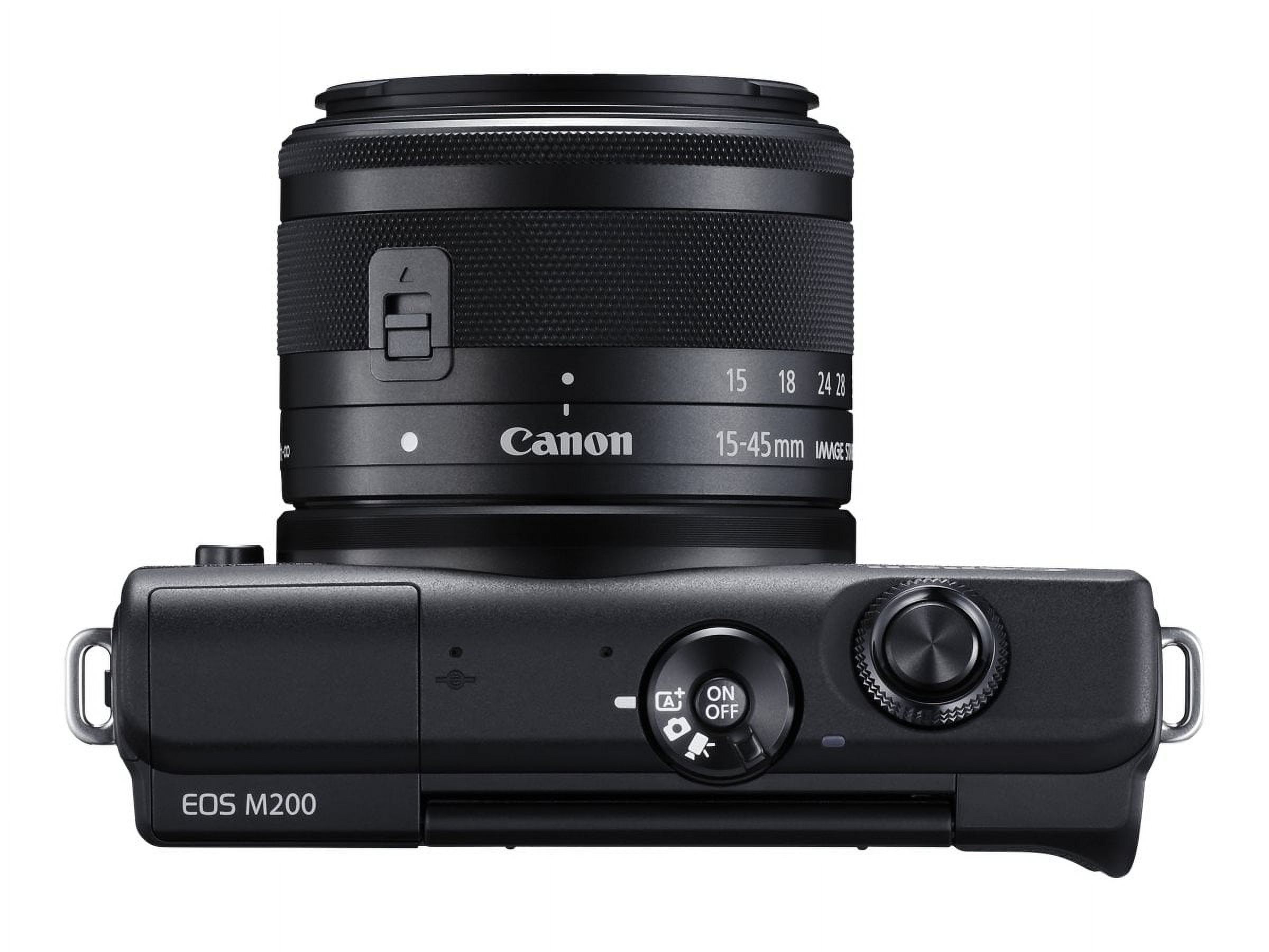 Canon EOS M200 - Digital camera - mirrorless - 24.1 MP - APS-C - 4K / 25 fps - 3x optical zoom EF-M 15-45mm IS STM lens - Wi-Fi, Bluetooth - black - image 3 of 3