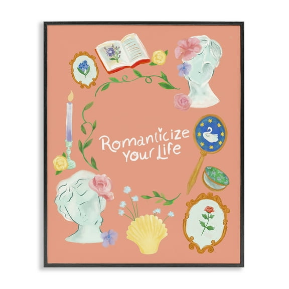 Stupell Industries Romanticize Your Life Entertainment Painting Black Framed Art Print Wall Art, 11 x 14