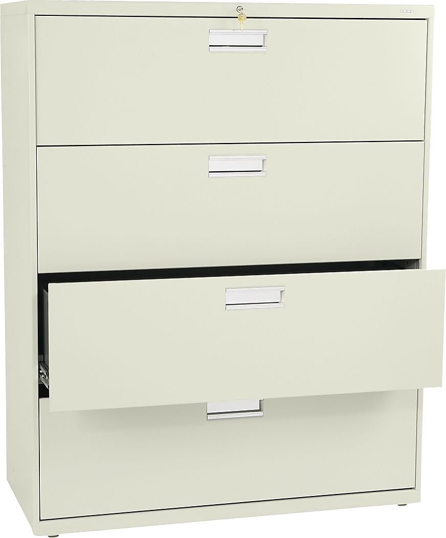 HON 4 Drawers Lateral Lockable Filing Cabinet, Putty