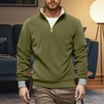 thumbnail image 2 of KHONTS Men's Quarter Zip Polar Fleece Pullover Sweatshirts Long Sleeve Half Zip Fleece Jacket Thermal pullovers Green XXXL, 2 of 9