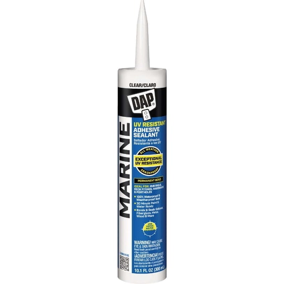 DAP Marine UV Resistant Adhesive Sealant, Crystal Clear, 10.1 oz (7079800771)