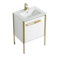 thumbnail image 2 of Fine Fixtures  Oakville Bathroom Vanity  with White Ceramic Sink White Matte - Satin Brass Hardware 24 Inch, 2 of 7