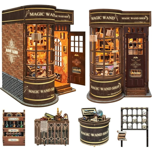 Book Nook Kit for Adults, Booknook DIY Miniature House Kit, 3D Wooden Puzzles for Adults, Wood Gifts for Book Lovers Women Friends