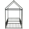 thumbnail image 7 of DEALTOPS Twin Size Metal House Bed with Fence, Montessori Floor Bed Frame for Kids, Black, 7 of 7