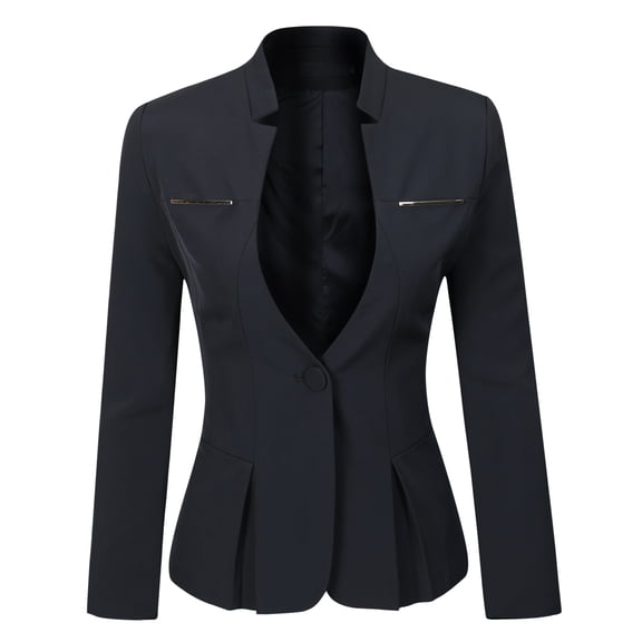 AZoiNM Women's Tailored Peplum Blazer One Button Stretch Polyester Work to Weekend