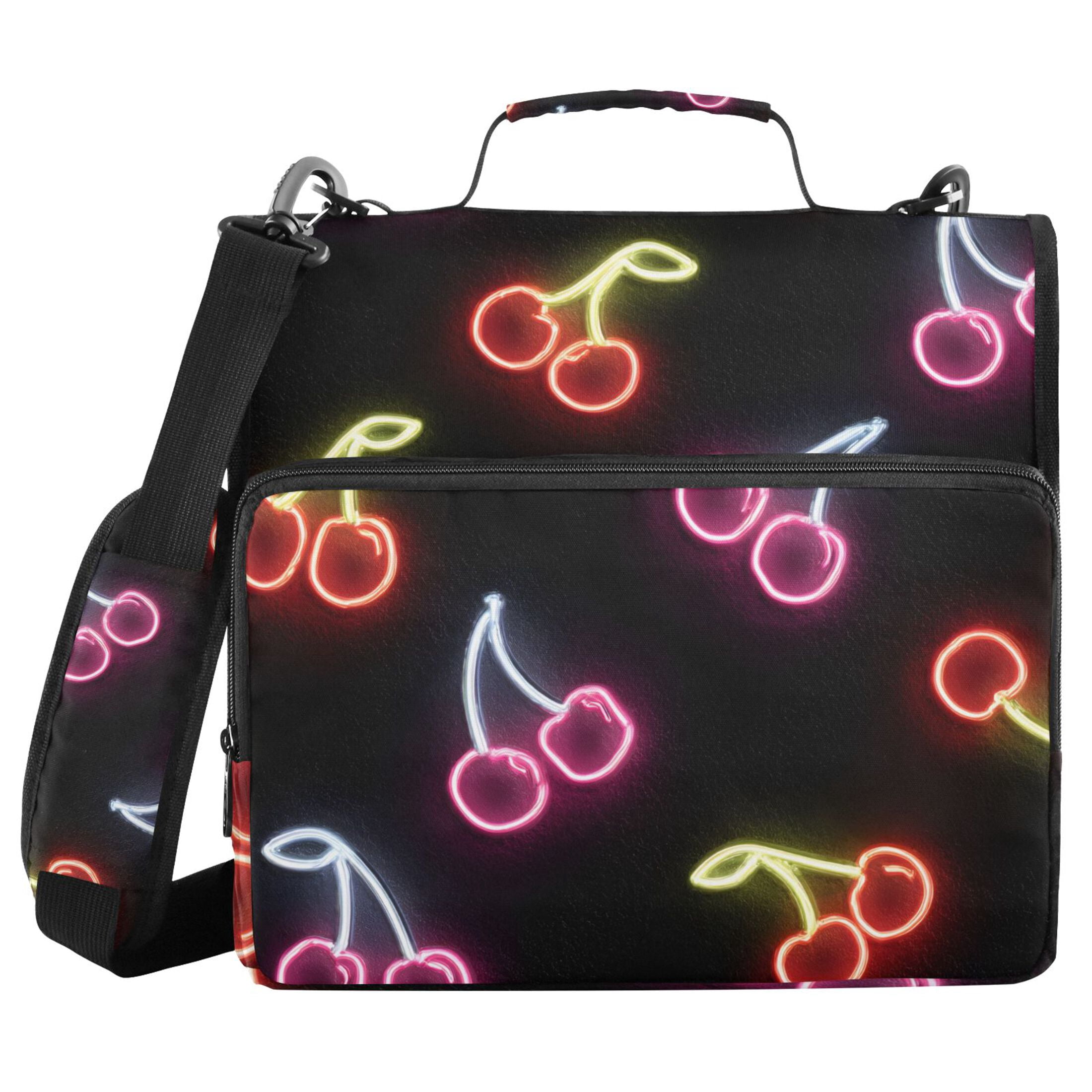 ALAZA Zipper Binder Neon Cherry 3 Ring Trapper Keeper File Folder Organizer Bag