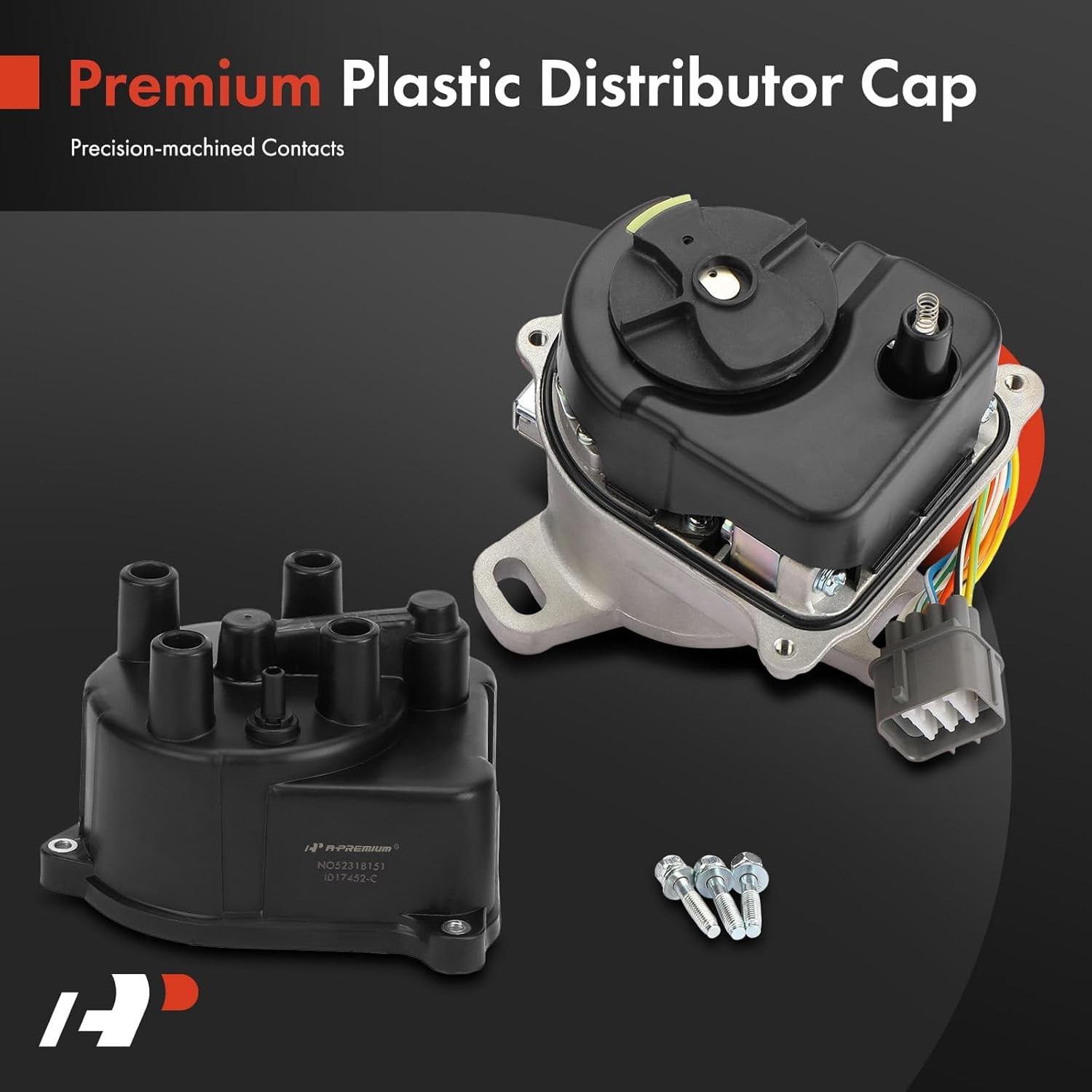 A-Premium Ignition Distributor with Cap & Rotor Compatible with Honda CR-V CRV 1999 2000 2001 L4 2.0L