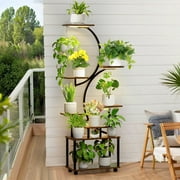 Wdmiya Plant Stand Indoor With 6 Pcs Grow Lights, 8 Tiered Indoor Plant Shelf, 60 Tall Plant Stand For Indoor Plants Multiple, Metal Plant Flower Holder, S-Shaped Plant Rack For Home, Patio