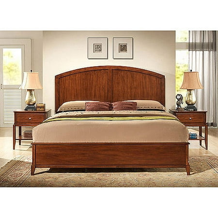 - Hudson California King Bed and Set of Nightstands, Chestnut