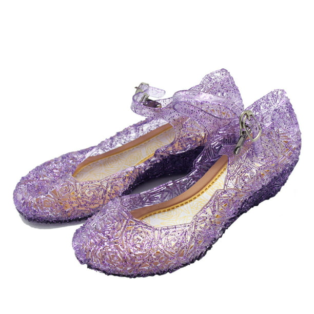 Kids Girls Casual Jelly Hollow Sandals Wedge Heel Shoes Color:Purple ...