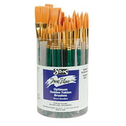Sax Optimum Golden Taklon Short Handle Brushes - Assorted Sizes - Set of 72 - Green