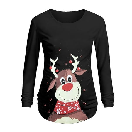 

Enjiwell Pregnant Womens Christmas Long Sleeve Maternity Bump Top Blouse Tee