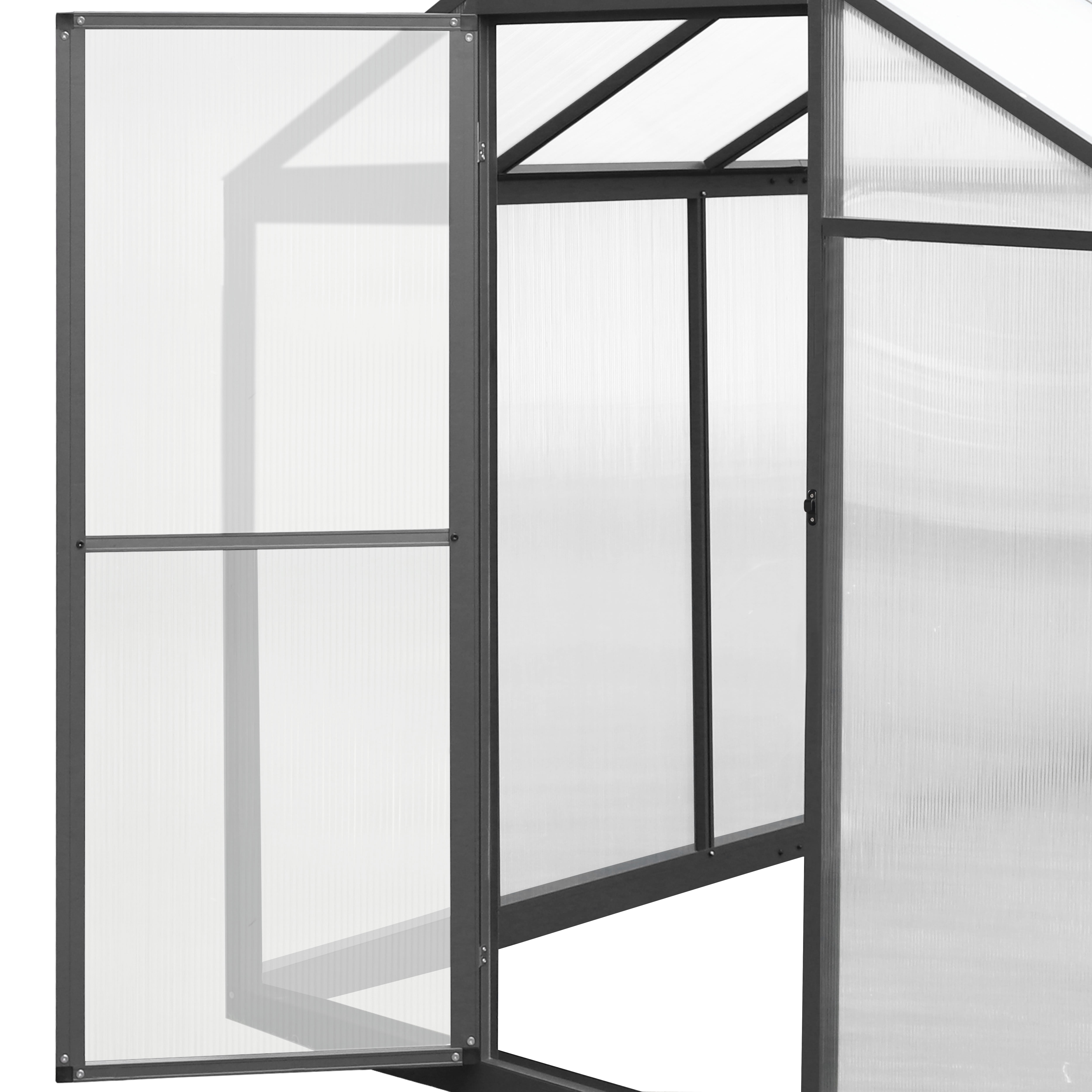 VEIKOUS 6' x 10' Walk-in Polycarbonate Greenhouse for Outdoor with Aluminum Frame, Lockable Door and Window , Gray