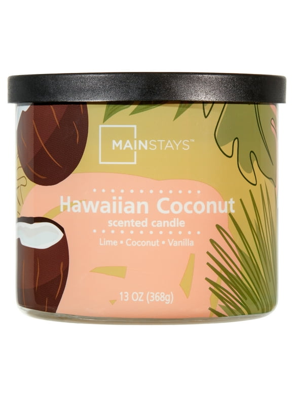 Mainstays 3-Wick Wrapped Hawaiian Coconut Scented Candle, 13 oz