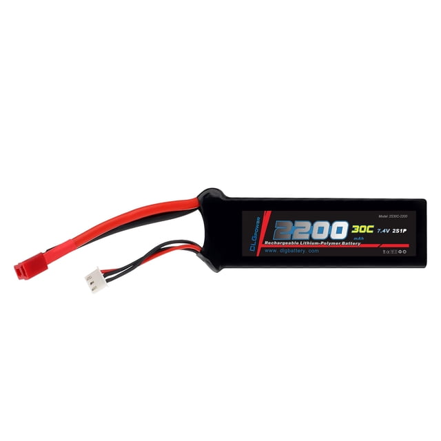 DLG 7.4V 2200mAh 2S 30C Burst 60C LiPO Li-Po High-Discharge Rate Powerful Battery with Dean's T Plug