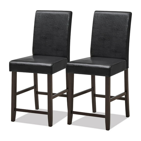 Gymax Set of 2 Bar Stools 25inch Counter Height Barstool Pub Chair w/Rubber Wood Legs
