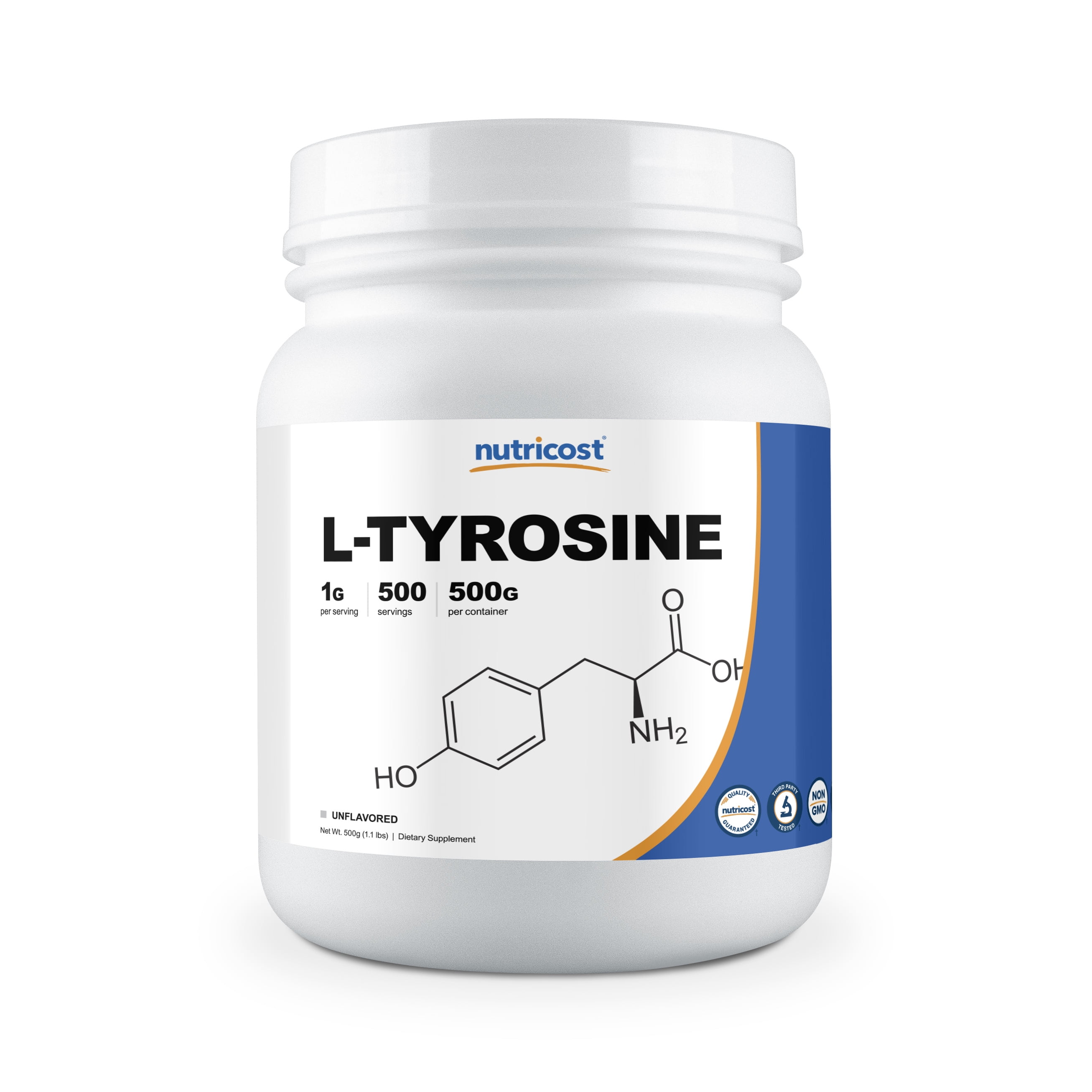 Nutricost L-Tyrosine Powder 500 Grams - 1000mg Per Serving - Walmart ...