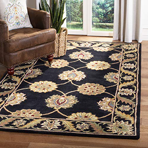 Safavieh Heritage Collection HG314A Handmade Traditional Oriental Premium Wool Area Rug, 6' x 6' Square, Black