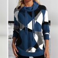 thumbnail image 2 of XIAONU Womens Hoodies Trendy Color-Block Printed Pullover Hoodie With Peasure Drawstring High Neck And Long Sleeves, 2 of 5