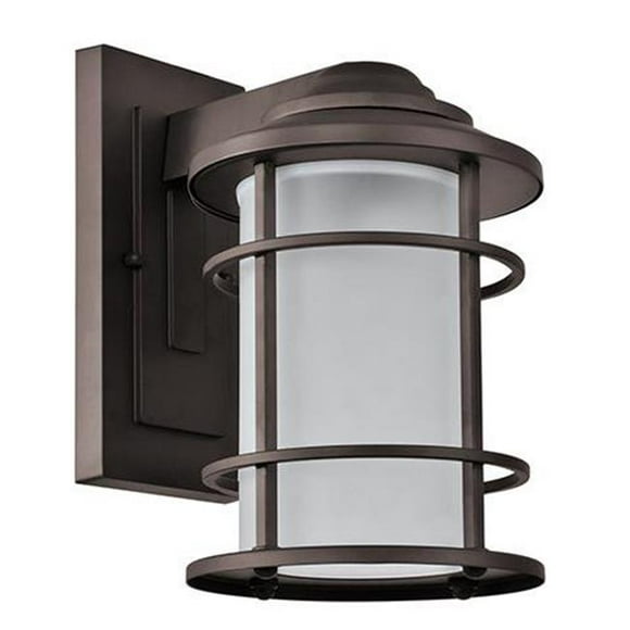 1-Light E26 Base 9W LED Bulb Exterior Lantern Style Wall Mount, Powder Coated Outdoor Bronze