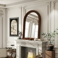 thumbnail image 2 of Anyrose 40.2"x30" Arch Wooden Framed Vanity Bathroom Mirror, Brown, 2 of 5