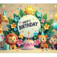 thumbnail image 4 of LUUFILx Cute Animal Themed Happy Birthday Backdrop Banner Party Supplies with Cartoon Animals Flowers Balloons Photography Props for Birthday Party Decorations, 4 of 7