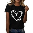 thumbnail image 2 of Lilgiuy National Pet Day Paw Print Shirts for Women Summer Solid Color Dog Mom Love Heart Graphic Tee Casual Crewneck Short Sleeve Pullover T-Shirt for Mothers'Day(Black,S), 2 of 4