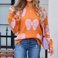 thumbnail image 2 of Bixock Women Fall and Winter Top,Women Sweater,Women's Fashion Round Neck Long Sleeved Bow Print Pullover Knitted Sweater, 2 of 4