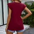 thumbnail image 6 of Summer Tops for Women V Neck Ruffle Sleeve Shirts 2026 Spring Dressy Casual Blouses, Wine XL, 6 of 6