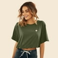 thumbnail image 4 of Dalix Cappuccino Embroidered Cotton Relaxed Fit Flowy Short Sleeve Crewneck Tee Shirt Womens in Military Green 2XL XX-Large, 4 of 5