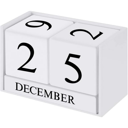 Bloc de calendrier, calendrier de bureau perpétuel en bois bloc de bois de  bureau calendrier perpétuel décoration de bureau à la maison, blanc