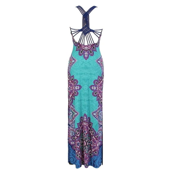 Spider Web Ethnic Print Maxi Dress