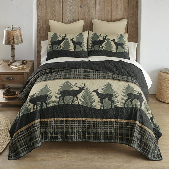 Donna Sharp Deer Walk Rustic 3PC Queen Quilt Set