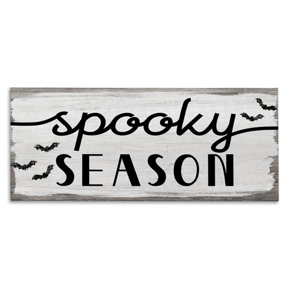 Stupell Industries Cottage Spooky Season Sign Black Bats Halloween Phrase Canvas Art, 24 x 10, by Lil' Rue