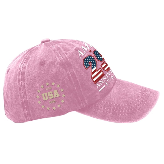 US 250th Anniversary Celebration Hat 1776-2026 4th of July Patriotic Cap USA American Flag Distressed Hat Adjustable Casual Cap for Men Women Outdoor Events,Pink