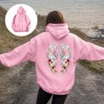 thumbnail image 2 of felwors Oversized Angel Wings Graphic Hoodie for Teens & Young Adults - Trendy Y2K Preppy Long Sleeve Sweatshirt with Heart & Rose Accents & Pockets(Pink, M), 2 of 5