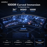 KOORUI 34 UWQHD Curved Gaming Monitor, 180Hz Ultrawide Monitor, 3440×1440p 1ms(MPRT) HDR400