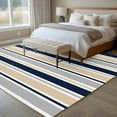 thumbnail image 5 of Minimalist Stripes Washable Living Room Rugs 5'x8', Navy Blue Khaki Grey Horizontal Stripe Modern Low Pile Throw Large Area Rug Non-Slip Sturdy Edge Binding Carpet for Living Room Kitchen Office, 5 of 9