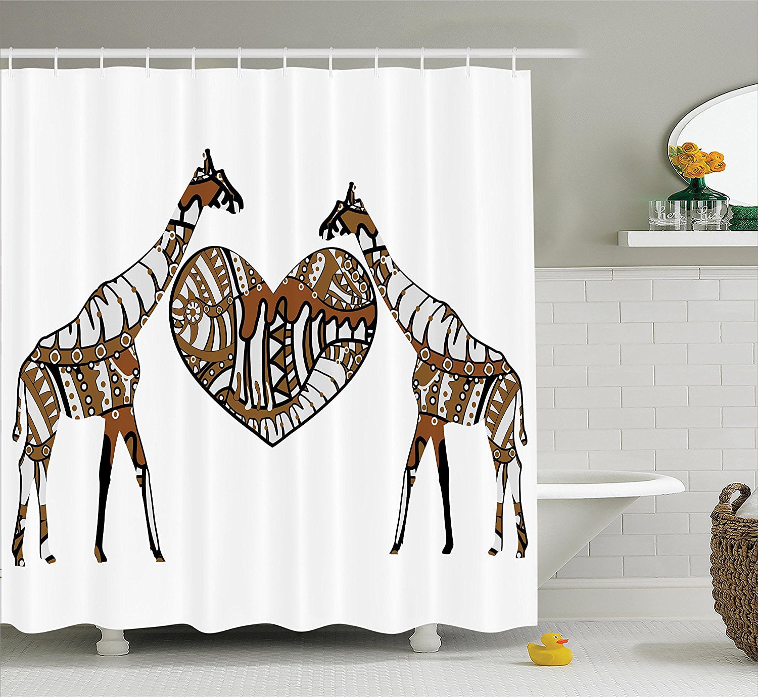 Details about   Bath Shower Curtain Cartoon Giraffe for Child Bathroom Set Mildew Resistance 