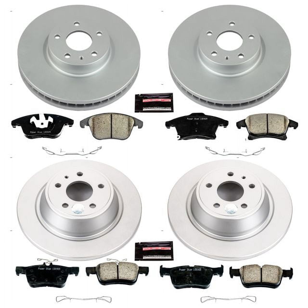 PowerStop Front and Rear Geomet Coated Brake Rotor and Pad Kit Fits: FORD LINCOLN Select Models CRK6556