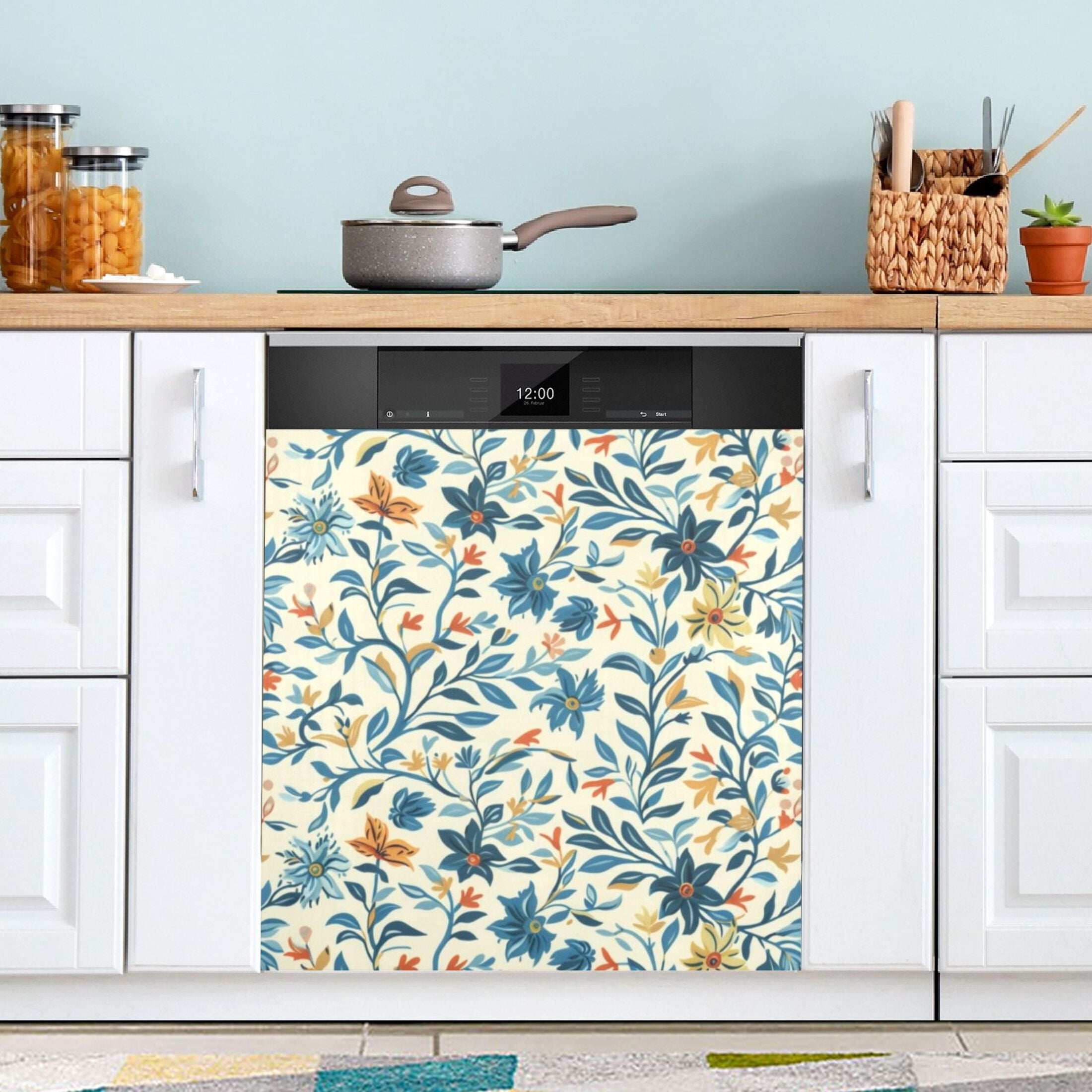 Dishwasher Magnetic Sticker 23x26 Inch Refrigerator Magnetic Sticker Washing Machine Magnetic Sticker Kitchen Panel Magnetic Sticker Home Decor Lovely Flowers Seamless